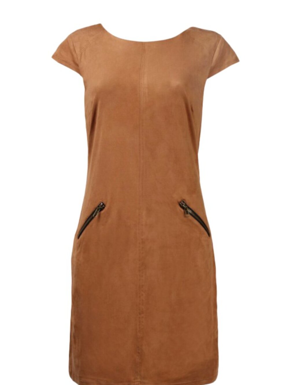 Madison Leigh Boat Neck Cap Sleeve Suede Dress